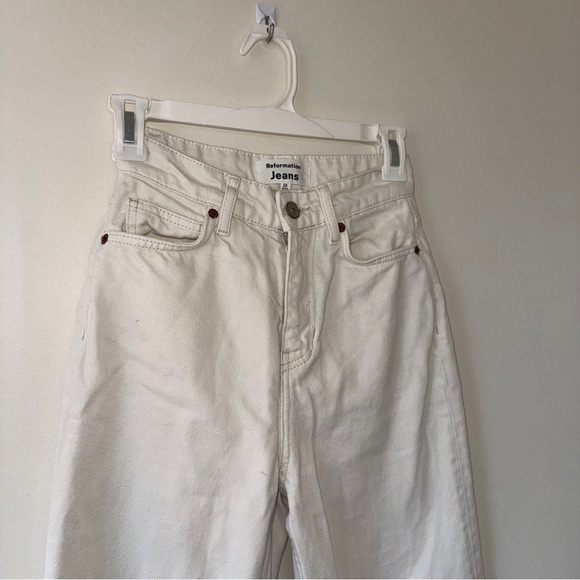 Reformation Wilder High Rise Wide Leg Jeans White/Cream 23 - Picture 4 of 8